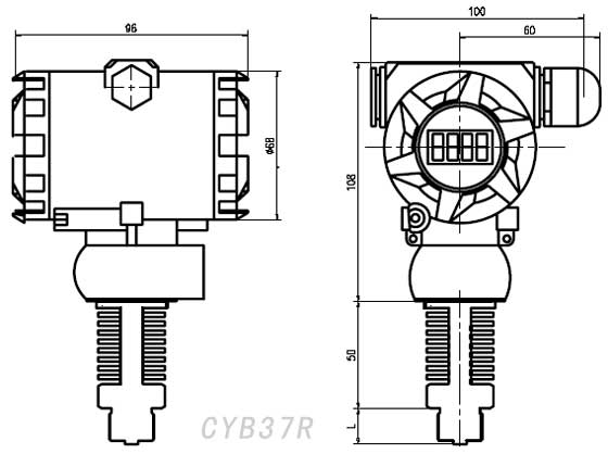 CYB37R高溫防爆壓力變送器外形尺寸